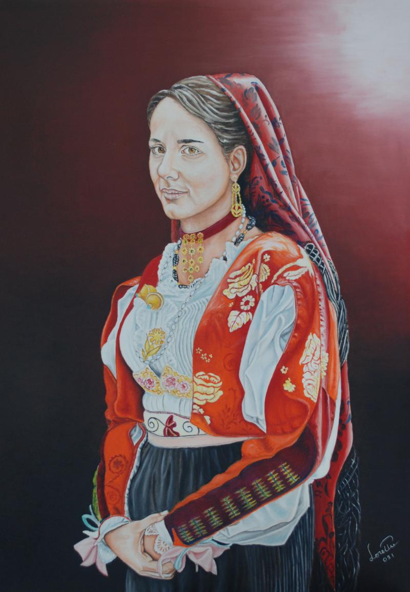 Raffaela col costume di Dorgali