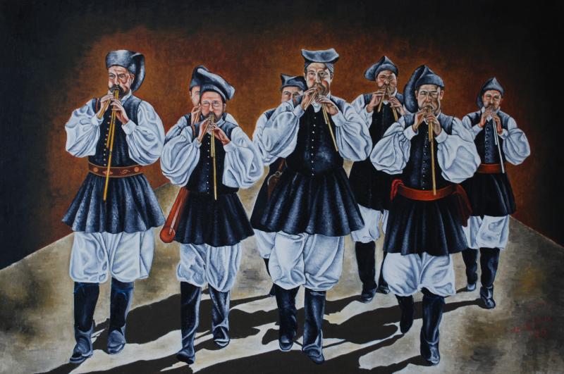 Suonatori di launeddas in processione
