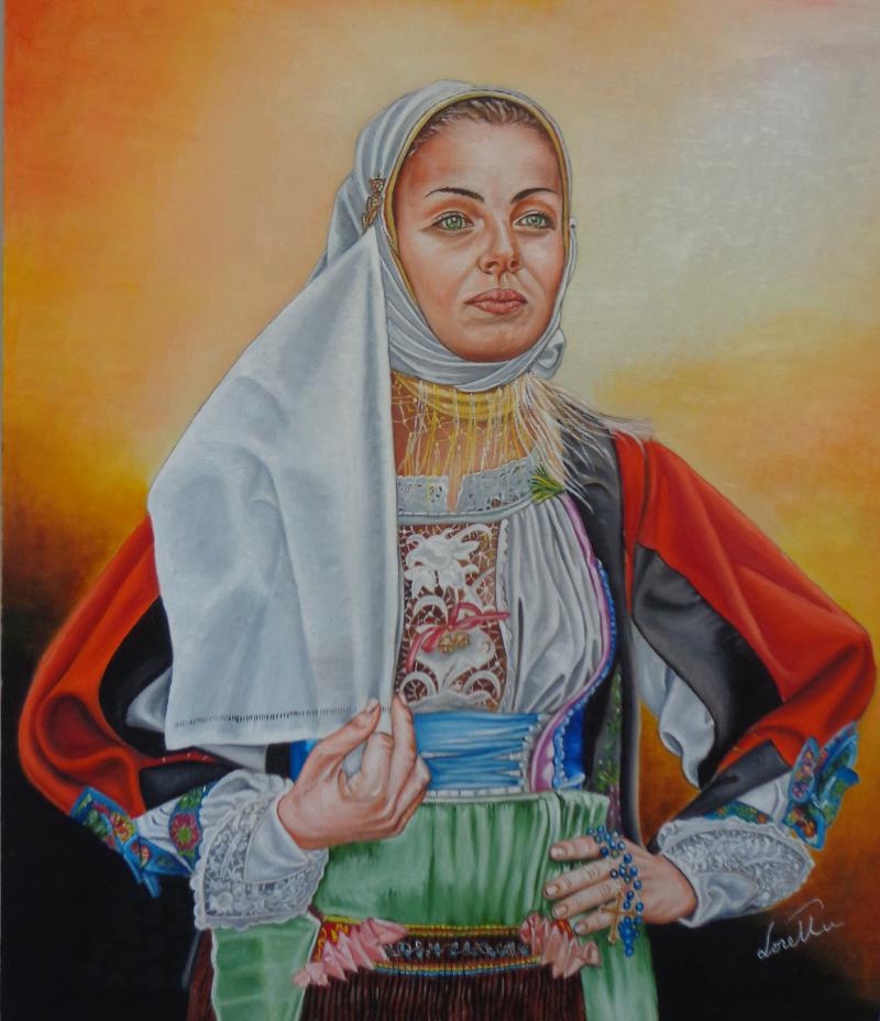 Donna col costume di Sorgono, costume nuziale
