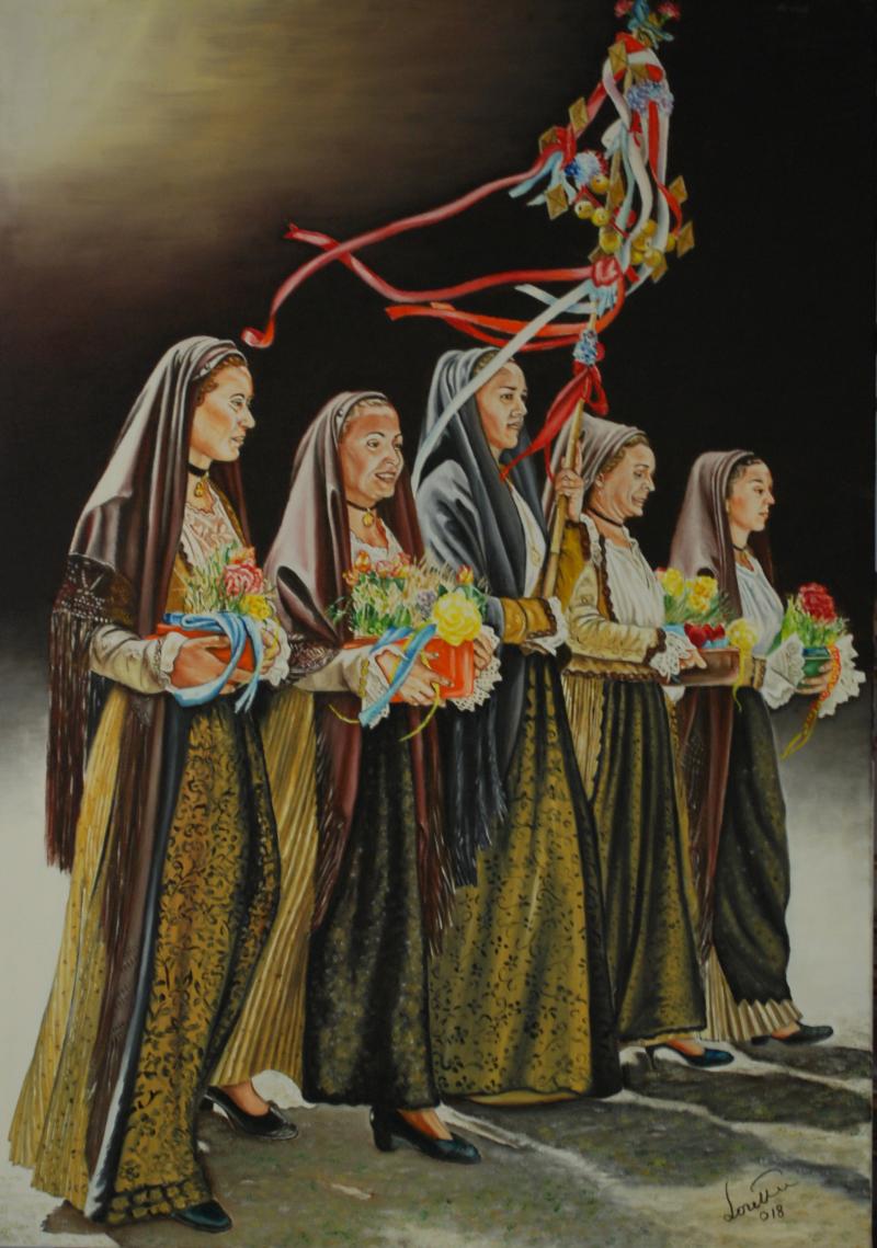 Donne di Barisardo in processione col Nenneri