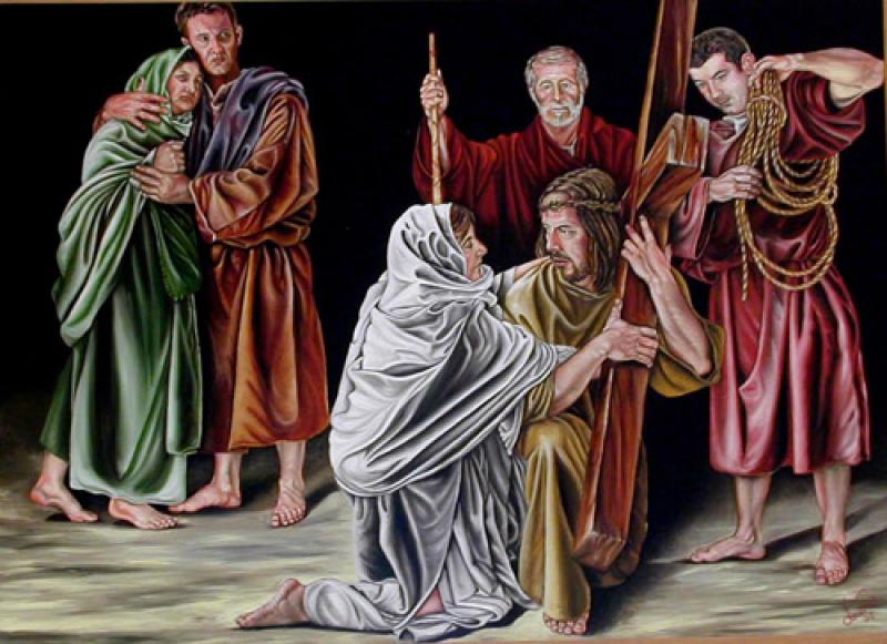 Incontro durante la salita al calvario. Via Matris - Chiesa di Cristo Re - Ploaghe